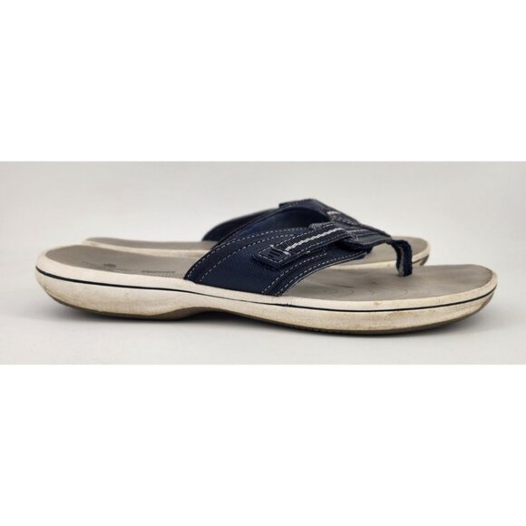 Clarks Cloudsteppers Women's Size 9 M Navy Blue T Strap Thong Sandals Flip Flops - Picture 6 of 11